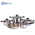 Wholesale induction bottom #201 Stainless steel cookware set for induction cooker